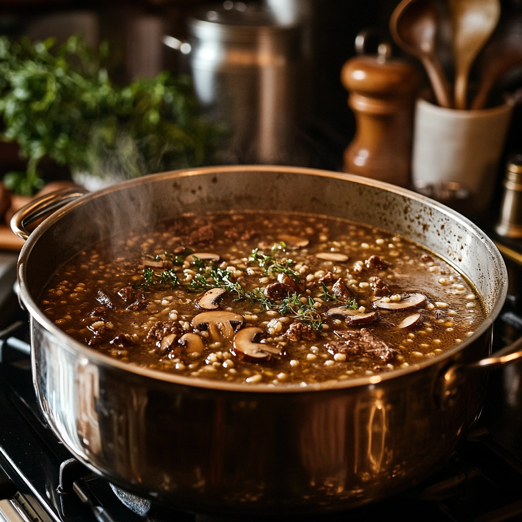 Beef Barley Soup with Mushrooms
